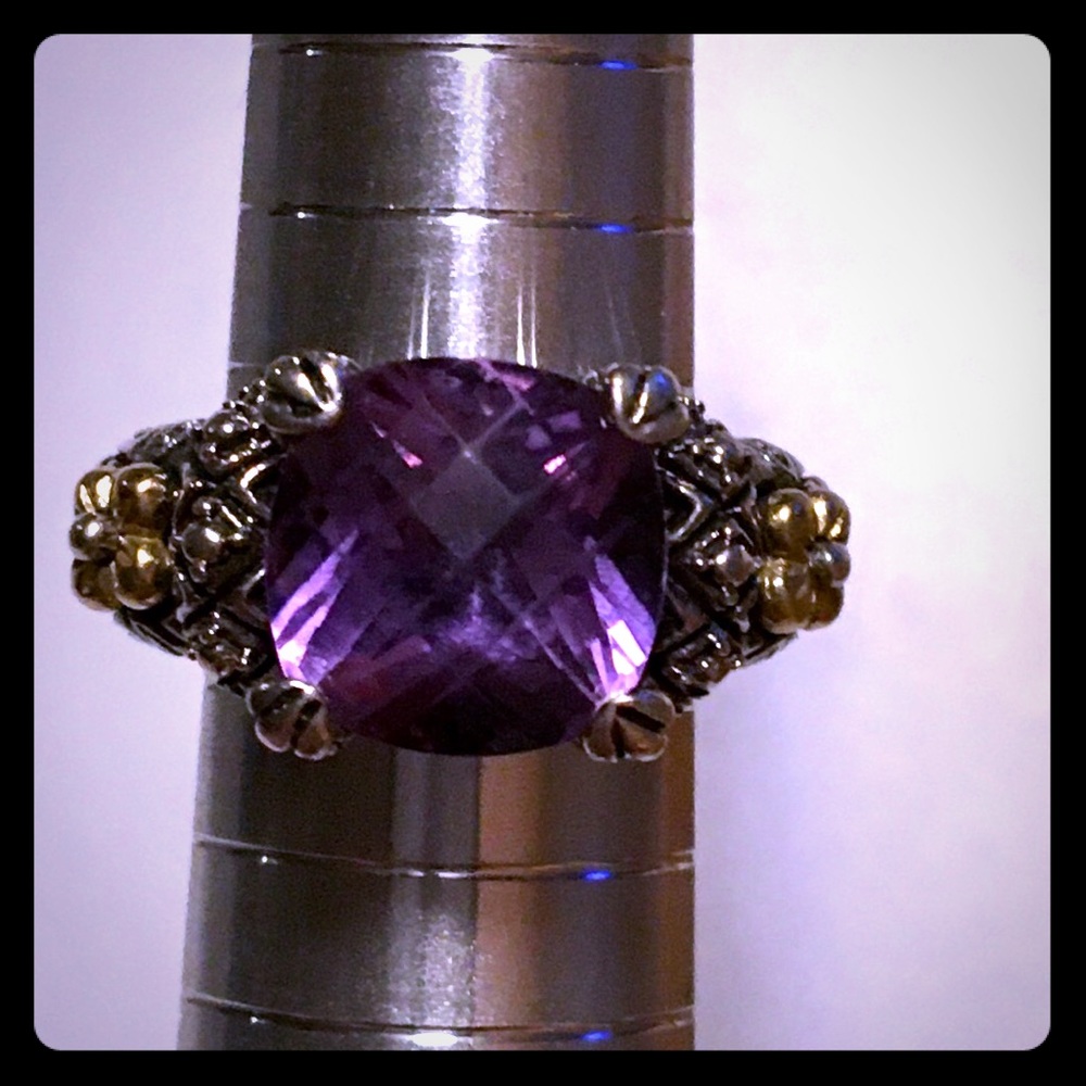 ❤️Barbara Bixby Faceted Amethyst 925/18k Gold Ring